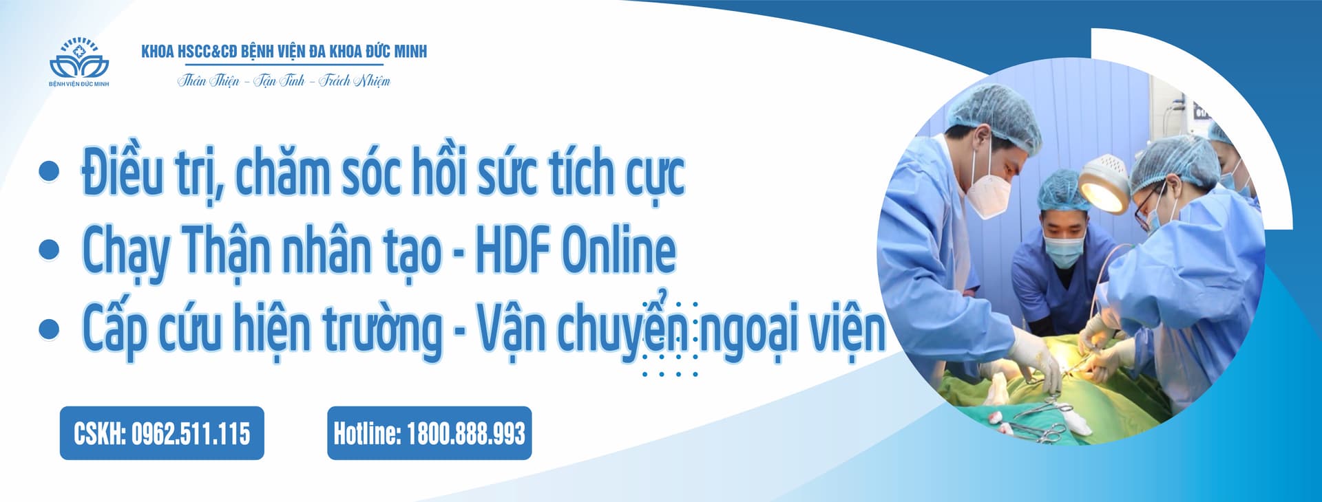 Khoa HSCC & Chống độc — hồi sức tích cực, thận nhân tạo HDF Online, cấp cứu hiện trường
